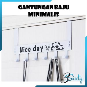 Gantungan Baju Tempel Pintu Minimalis HOOK NICE DAY Belakang Pintu Tanpa Paku Kuat 6 Kaitan Enudden