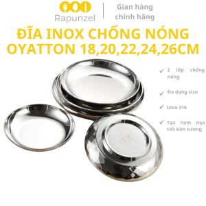 Đĩa inox OYATTON đĩa inox phong cách Hàn quốc đĩa inox đáy phẳng đĩa tròn inox 316 khay đĩa tròn