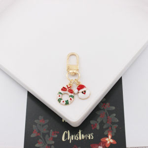 Creative Christmas Metal Keychain Santa Claus Snowman Keyring Bag Charms Pendant