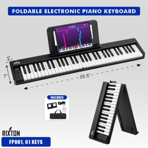 Rixton Portable Folding Piano 88 Keys Foldable Electric Piano Rechargeable Keyboard Grade