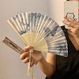 GONOVO STUDIO Butterfly Silk Folding Fan Chinese Style Bamboo Frame Retro Handheld Fan Classical Decorative Hand Fan Home Decoration