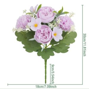 SJJL Silk Cloth Artificial Hydrangea Bouquet Photography Props Mothers Day Gifts Bridal Bouquet  Simulated Peony Flower Home Decor