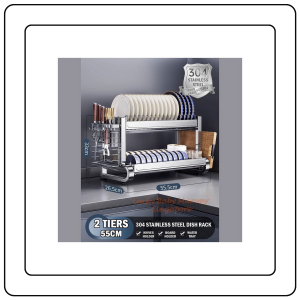 【JJ HOME】SUS304 Stainless Steel Dish Draining Rack Anti-rust Kitchen Sink Shelf Storage Rack Kitchen Organiser