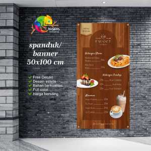 Cetak Spanduk Banner menu makanan kafe kopi coklat