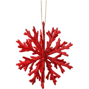 YRUQYS 3D Design Christmas Tree Pendant Plastic Material Glitter Finish Snowflake Hanging Ornament Festive High Quality Glitter Snowflake Decoration Home Decor
