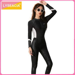 LYSEACIA UPF 50 + Đồ Bơi Toàn Thân Cho Nữ Đồ Bơi Một Mảnh Bảo Vệ Chống Phát Ban Lướt Sóng Lặn Với Ống Thở Bộ Đồ Lặn Dài Tay Ngoại Cỡ Áo Liền Quần Chống Nắng M-5XL