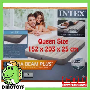 DINOTOYS INTEX 64103 64759 Kasur Angin Dura Beam High Airbed Queen Series Blue And Cream Ukuran 152x203x25cm Kasur Portable High Quality Maksimal 272kg Kami Jual Kolam Renang Anak Ban Pelampung Anak Bayi Peralatan Bayi