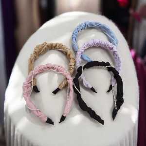 Bando Mutiara Kerut / Bando Bandana / Bando Polos Lucu / Bando Motif Kotak Fashion Korea