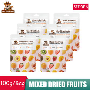 Mr.Squirrel Ready to Eat Mixed Dried Fruits 5-in-1 (Dried Strawberry Mango KiwiFruit Apricot Peach) Healthy Snack