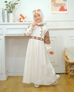 Amara Maxy Kids Gamis Anak Perempuan Terbaru Crinkle Airflow Import Dress Anak Kekinian Fashion Trendy Modern Murah Promo 2023