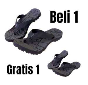 Sandal Slide Pria Dewasa Casual Hitam Motif Klasik