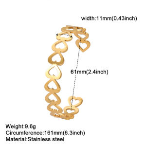 SKYRIM Womens Bracelet Stainless Steel Gold Bracelet Loop Hollow Heart Fashion Jewelry