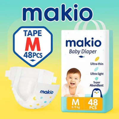 MAKIO Premium Tape Japanese Baby Diaper Size Medium Taped Quick Dry Ultra Thin Soft And Breathable