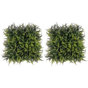 SKINJOY 2Pcs DIY Artificial Plant Wall Panel Eternal Life UV Protection Artificial Grass Backdrop Wall Photography Props Lifelike Fake Green Grass Mat Home Garden Fence