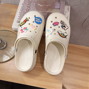 Slippers Cavernous Sandals For Women Heightening Hole Summer Shoes DIY Accessories Leaky Hole Beach Slippers Comfortable Breathable Outdoor/Indoor Slippers One Size Smaller