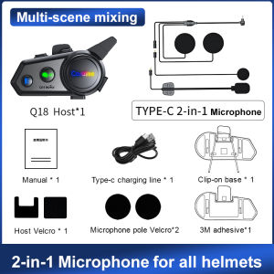 Motorcycle Helmet Bluetooth 5.0 Intercom Headset with Microphone FM Radio Waterproof Noise Reduction Automatic Answering Headphone for 2 Riders