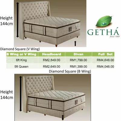 { PRE ORDER } GETHA DIAMOND SQUARE (HEADBOARD + DIVAN) { ETA : 3-4 WEEK }