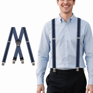 ECLK0G Adjustable Heavy Duty Suspenders Breathable Fabric Elastic Clip-On Pants Braces Durable Black X Back Suspenders Men