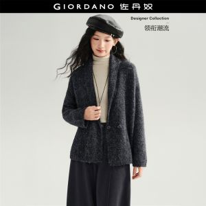 GIORDANO Women Cardigans Double-Breasted Two-Button Cardigans Shawl Collar Fashionable Casual Relaxed Cardigans 18356736
