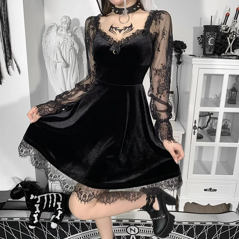 Lace Trim Velvet Corset Top Vintage Goth Clothes Women Off Shoulder Black  Shirts Y2k Emo Dark Academia