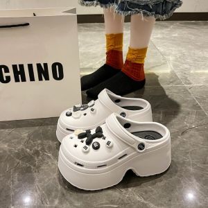 [Free Shipping] In Stock: 8.0CM High-Heeled Clogs For Women Suitable For Outdoor Wear With Thick Soles Fashionable Wedge Heels And Trendy EVA Sandals