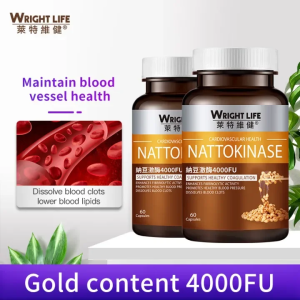 【2 Bottle】Wright Life Nattokinase Capsules 4000FU Heart and Blood Supplements Helps Cardiovascular Health for Old Parents 400 Capsules