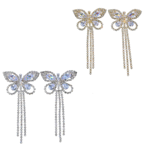 Womens Tassels Butterfly Nipple Covers Pasties with Rhinestones Accents Chest for Parties and Evening Event