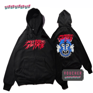 Revenge The Fate Jaket Sweater Hoodie Sleting Zipper  METAL BAND PREMIUM QUALITY Cotton Fleece CLOTHING DISTRO OUTFIT BANDUNG UJUNGBERUNG MEN / WOMEN PRIA / PEREMPUAN COWO / CEWE MUSIK UNDERGROUND TERMURAH TERBARU LOCAL BAND