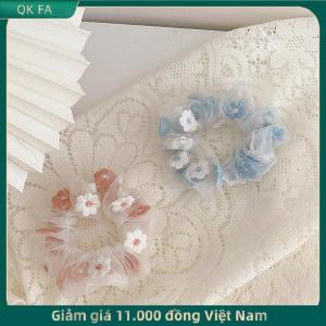QK FA ✨ New Organza Tóc Dây Thêu Hoa Rừng hệ thống scrunchies đuôi ngựa trong suốt vải tuyn lãng mạn màu hồng màu xanh Phụ kiện tóc