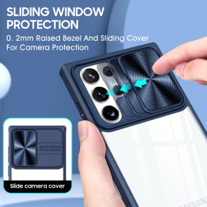 【✅SG SELLER🔥】RICHMENT Luxury Lens Slide HD Transparent Back Case With Camera Lens Protection Slide Camera Hinge Case For Samsung Galaxy S25 ULTRA S25 PLUS S24FE S24 ULTRA S24+ A52S S23 Ultra S23Ultra S22 Ultra S22Ultra S22+ S22 A73 A53 A23 A52 A33