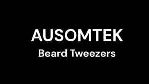 AUSOMTEK Beard Tweezers White Hair Plucking Fine Hair Removal Eyebrows Shaping Tool 5mm Tip Stainless Steel Cyan PU Case 1Pack