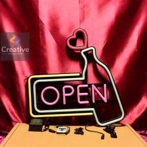 ป้ายไฟนีออน open ป้ายไฟอะคริลิค ป้ายไฟร้าน วัสดุคุณภาพสูง เสียบปลั๊กใช้ได้ทันที่ ประหยัดไฟ คุณภาพสูง