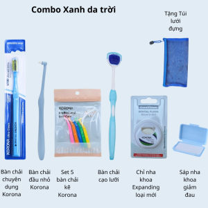 Vệ sinh răng niềng Korona Combo đầy đủ Bàn chải niềng răng bàn chải kẽ bàn chải đầu nhỏ cạo lưỡi chỉ nha khoa sáp