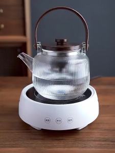 FFBH High Temperature Shell Color Burning Glass Teapot Thickened Large-capacity Filter Teapot Dazzling Flower Teapot Lifting Beam Pot 8N6Y2