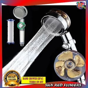 Hand Shower Hemat Air Model Kipas Turbo dengan Tekanan Tinggi dan Putar 360° - Putih Pucat