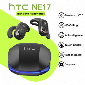 HTC NE17 AI Translator Earbud Wireless Noise-Cancelling Bluetooth Earphones TWS Headphones Sport Wireless Headphones Bluetooth 6.0 with Mic Waterproof IPX5  HiFi Stereo Wireless Earbuds Touch Control Long Battery Life HD Voice with Mic