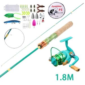 UL Ultralight Fishing Rod Set 1.8M/1.98M Macaroon Carbon Fiber Spinning Rod Lightweight High Resilience Fishing Pole Combo