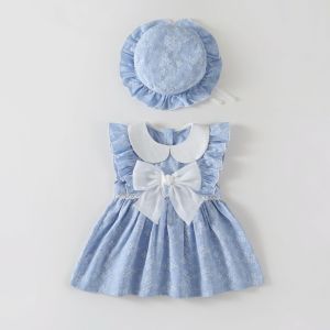 LOlanta Baby Girls Dress Gown Ruffle Sleeve Summer Beach Sundress Newborn Infant Photo Shoot Outfit with Hat