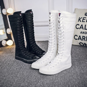 New Fashion Women's Canvas Sneakers & Knee-High Lace-Up Boots