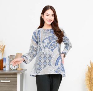 blouse batik kerja wanita modern atasan kerja casual