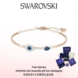 ♈Swarovski♈ Stylish Womens Jewelry The New Blue Mixed Plating Duo Evil Eye Bangle Valentines Day gifts birthday gifts Free genuine gift box