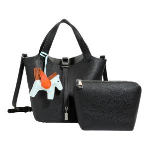 Korean 2in1 Basket Bag Chic Crossbody Totebag for Work and Weekend,with Small Pouch