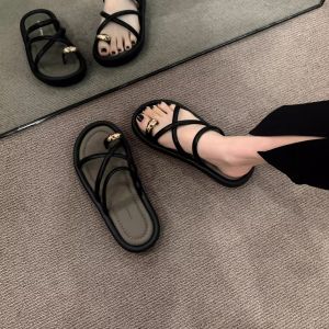 Free Shipping Thick-Soled Slip-On Sandals Versatile Soft-Soled Fashion Sandals For Outdoor Wear 2026 Summer New Style Perfect With Dresses One-Strap Sandals