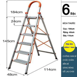 Thang ghế nhôm tay vịn chữ A bản to 6 - 7 bậc (từ184cm-210cm ) Thang chữ A gia đình đa năng Nhật Bản