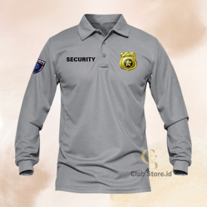 Terbaru Polo Shirt Security Logo depan Dan di Tangan Baju Kaos Atasan Lengan Panjang Sablon DTF