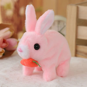 Realistic Electric Plush Rabbit Toy Walking&Barking White Bunny Interactive Electronic Pet for Kids