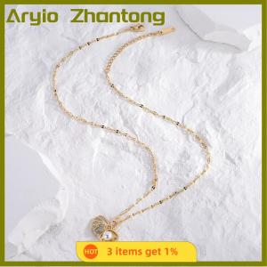 Aryio Necklace For Women Full Of Titanium Pendant Necklace Non Tarnish Metal Necklace