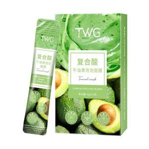 【COD】TWG Complex Sour Avocado Bubble Facial Mask Masker Wajah dengan Busa Ekstrak Alpukat Avocado Tender Facial Sheet Mask Acne Masker Komedo Masker