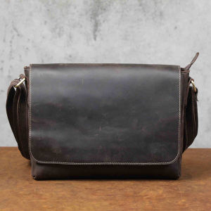NUPUGOO Mens Shoulder Bag Genuine Leather Casual Messenger Classic Crossbody High Quality Flip Schoolbag For 9.7 Inch Ipad