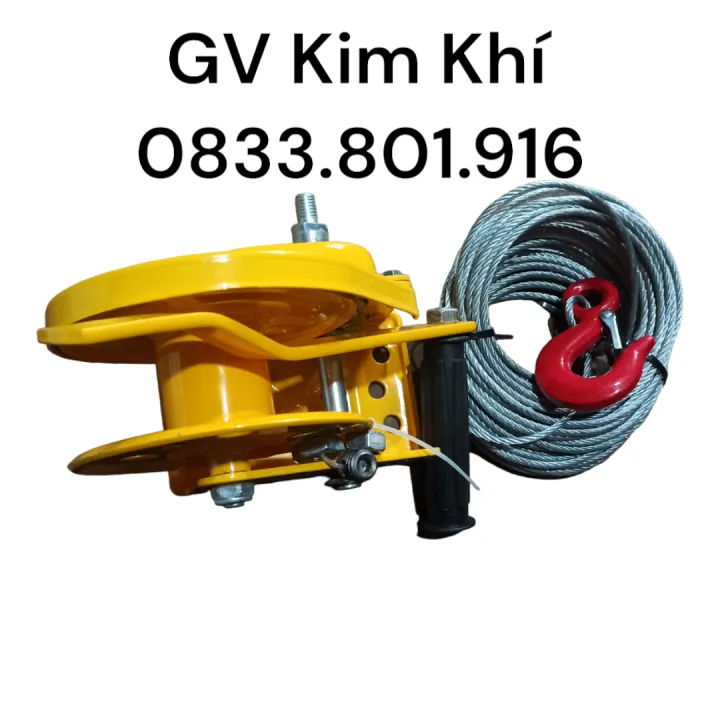 Tời quay tay nhập khẩu tự hãm 1200LBS chịu tải 545kg, kèm ròng rọc ...